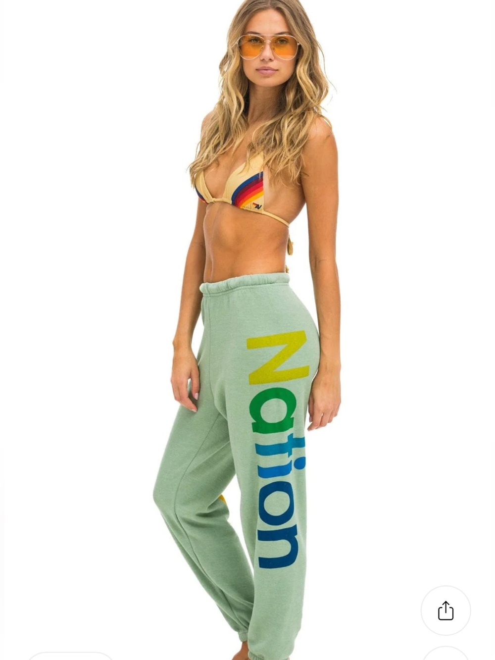 Aviator Nation Sweatpants, Green / Sage | Size Small
